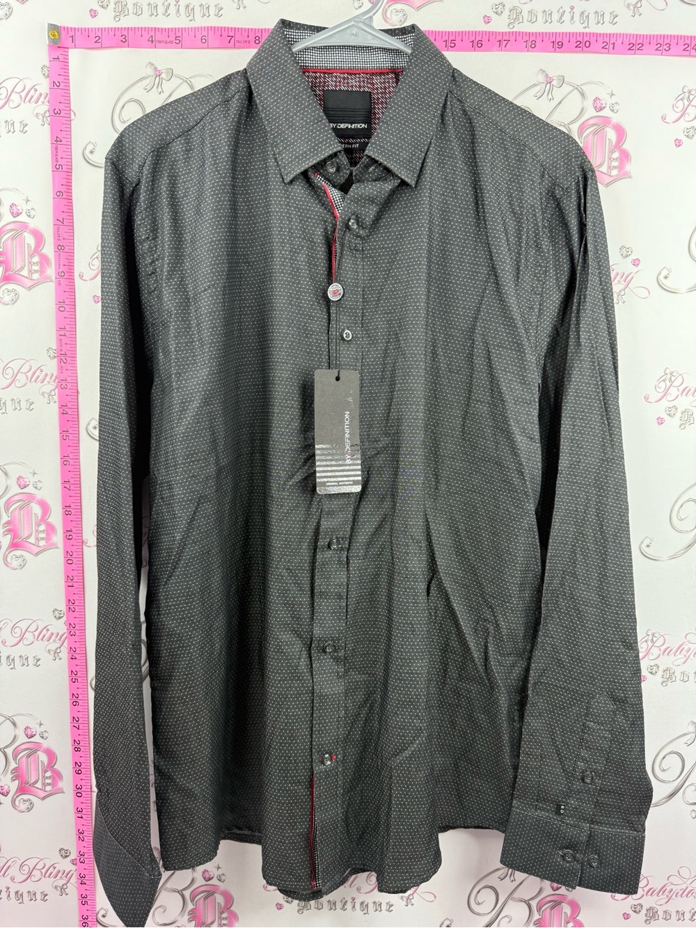 BY DEFINITION shirt Men’s Long-Sleeve Charcoal Microdot Dress Shirt